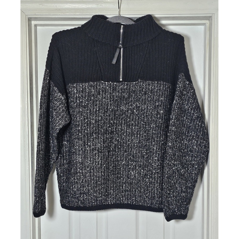 Varley Willard Half Zip Knit Sweater Size XS Black Gray Chunky Oversized